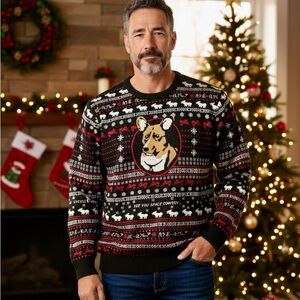 Box Lunch Cowboy Bebop Ein Corgi Ugly Christmas Sweater Anime Dog Geek Men's 2XL